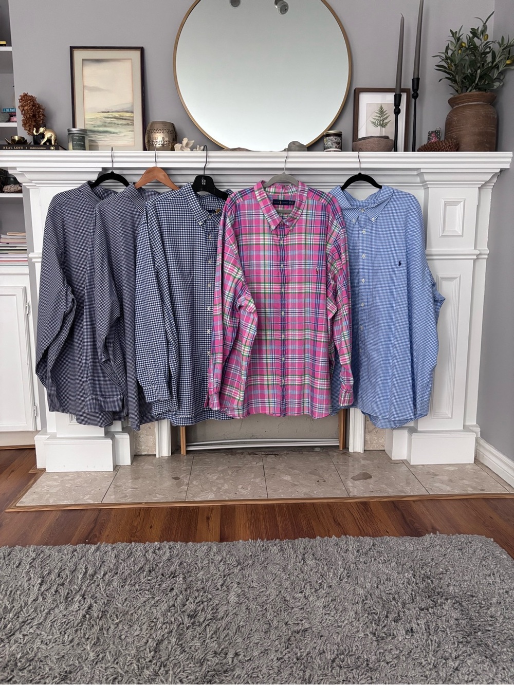 Polo Ralph Lauren Dress Shirt Lot 5XB Plaid Gingham Button Down Big Tall 5